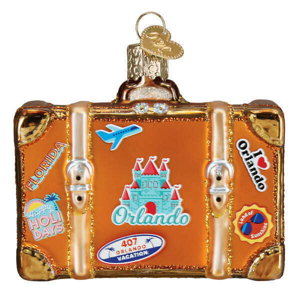 Old World Christmas Orlando Suitcase Blown Glass Ornament