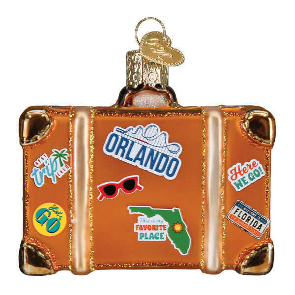 Old World Christmas Orlando Suitcase Blown Glass Ornament