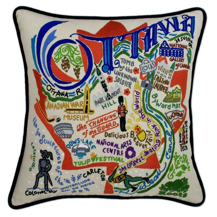 Ottowa Hand-Embroidered Pillow - Quirks!