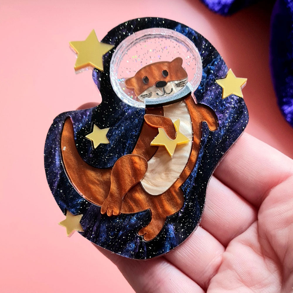 Otter Space Brooch by Cherryloco Jewellery 2