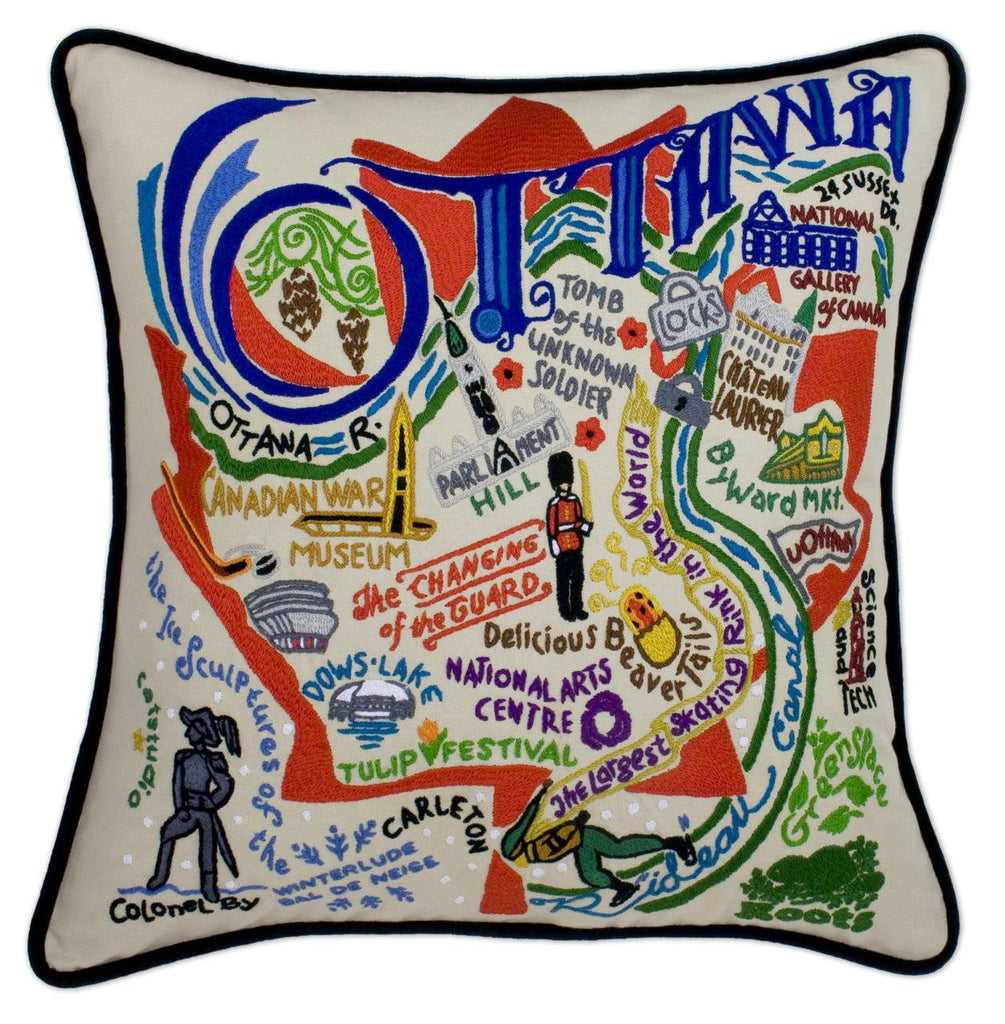 Ottowa Hand-Embroidered Pillow - Quirks!