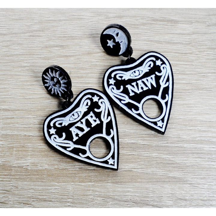 Ouija Planchette Earrings by Cherryloco Jewellery