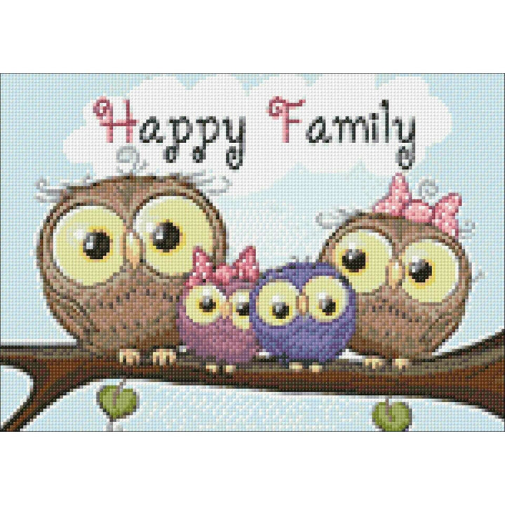 Owl Family WD2319 14.9 x 10.6 inches Wizardi Diamond Painting Kit