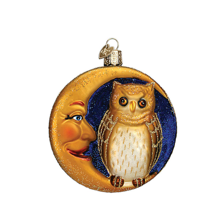 Old World Christmas Owl In Moon Blown Glass Ornament