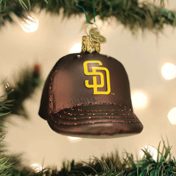 Old World Christmas Padres Baseball Cap Blown Glass Ornament