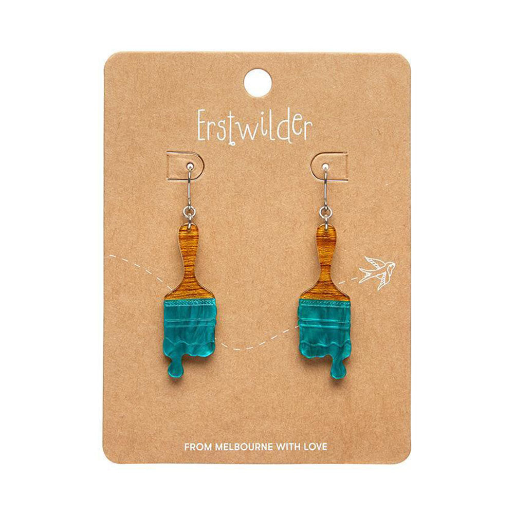 Paint Brush Ripple Drop Earrings - Teal (3 Pack) by Erstwilder image 1