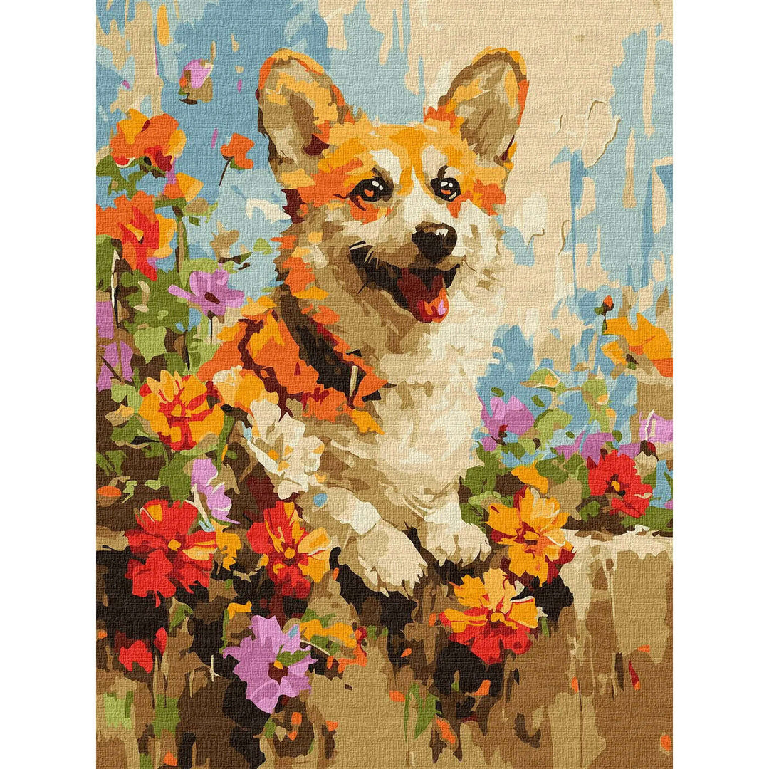 Painting by Numbers kit A corgi in flowers KHO6616