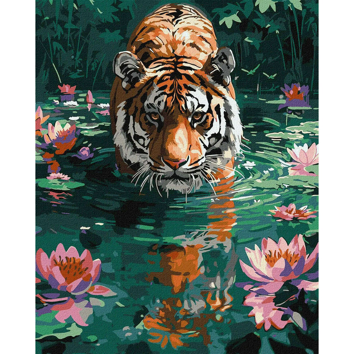 Painting by Numbers kit A tiger on the hunt KHO6614
