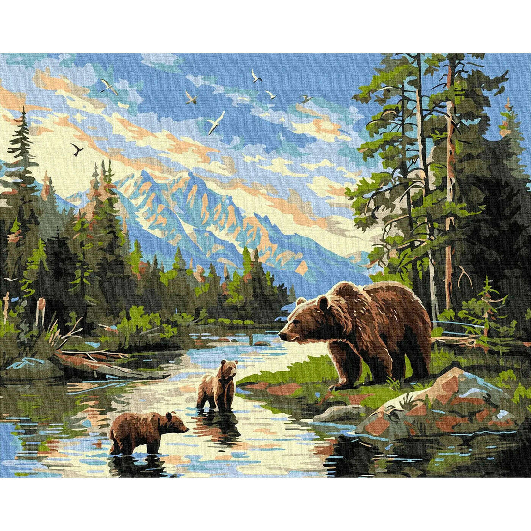 Painting by Numbers kit Bear and cubs KHO6630