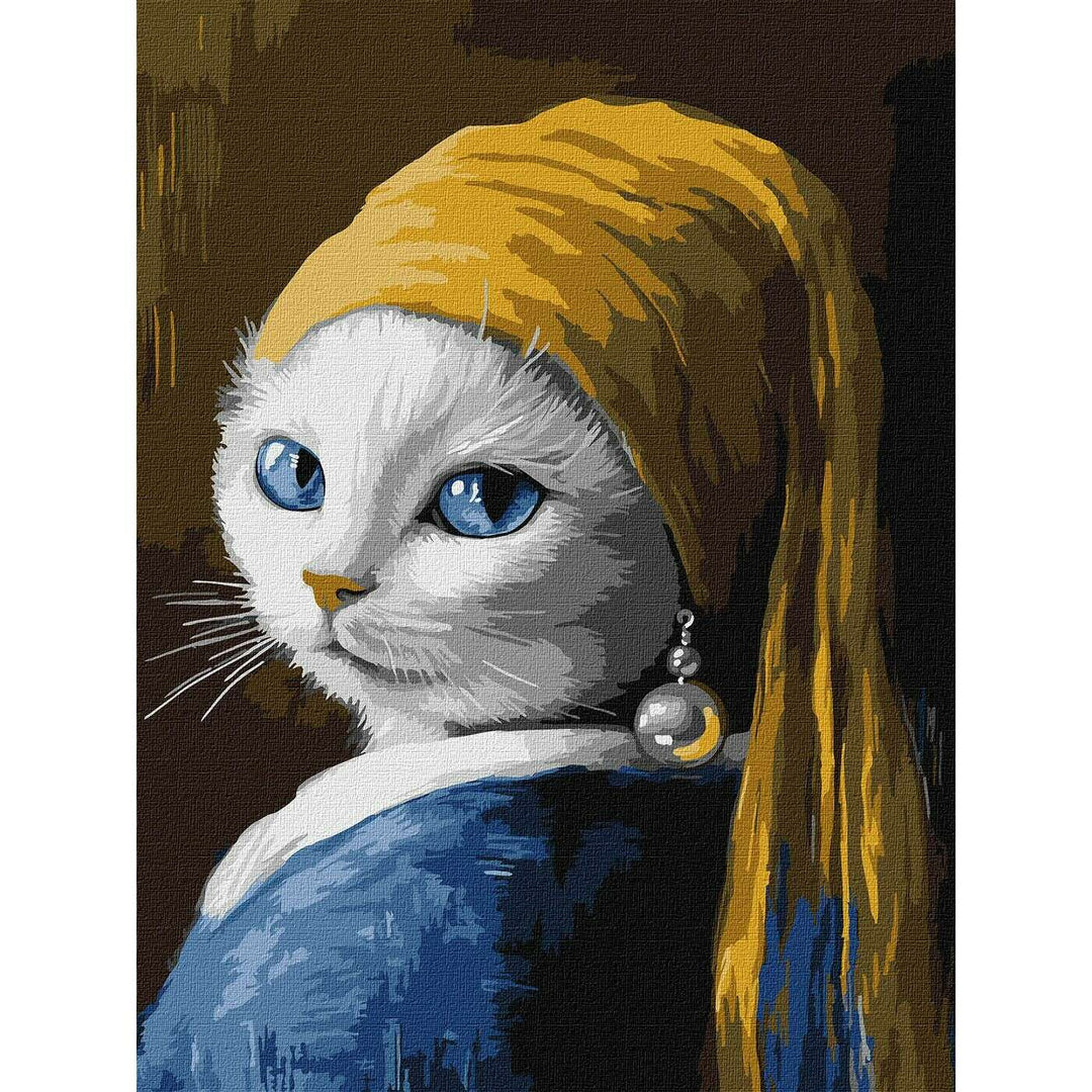 Painting by Numbers kit Cat with a pearl earring KHO6687