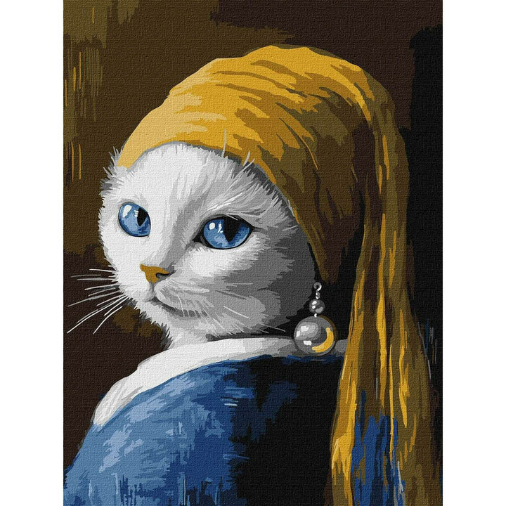 Painting by Numbers kit Cat with a pearl earring KHO6687