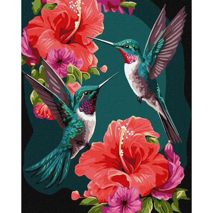 Painting by Numbers kit Emerald Hummingbirds with extra metallic paints KHO6581