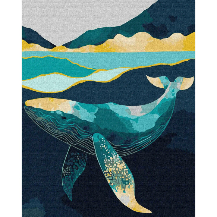Painting by Numbers kit Graceful whale with extra metallic paints  KHO6522