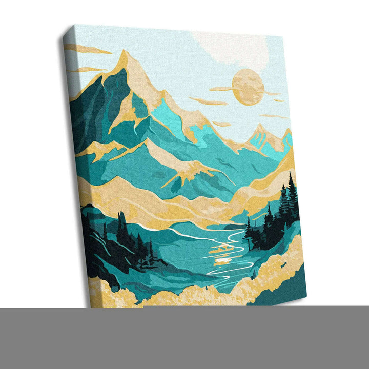 Painting by Numbers kit Sunrise in the mountains with extra metallic paints  KHO5105