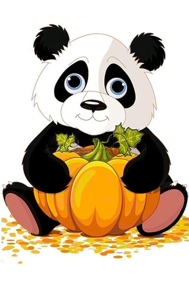 Panda with Pumpkin WD318 7.9 x 11.8 inches Wizardi Diamond Painting Kit