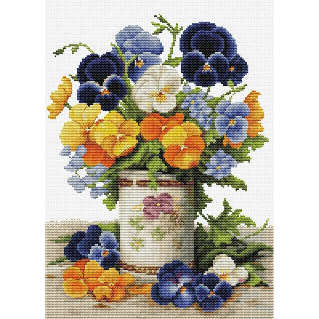 Pansies Bouquet B7035L Counted Cross-Stitch Kit