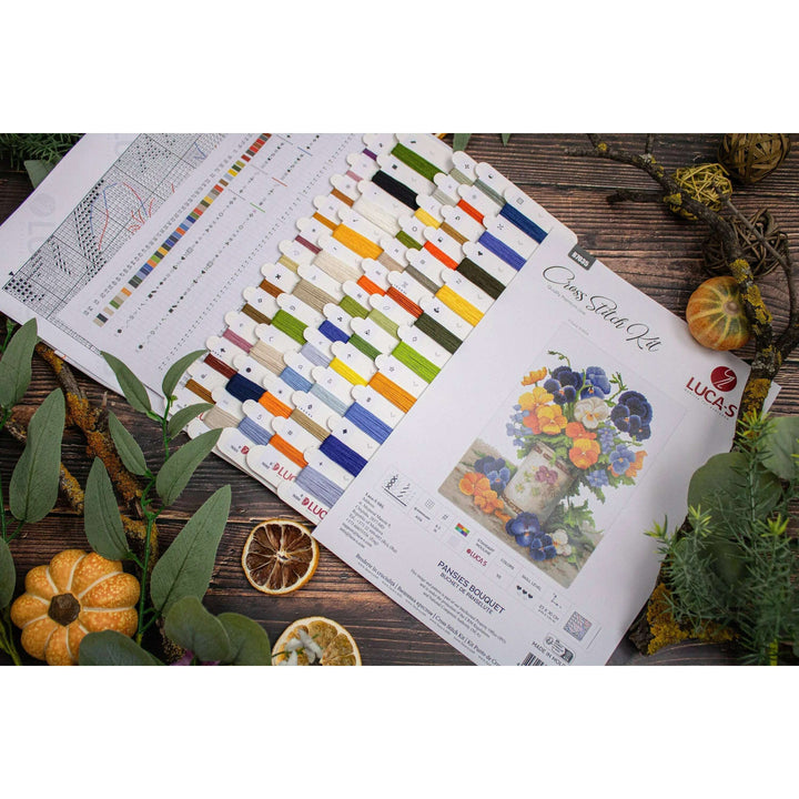 Pansies Bouquet B7035L Counted Cross-Stitch Kit