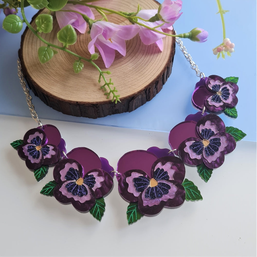 Pansy Charm Statement Necklace - Pre Order by Cherryloco Jewellery 2