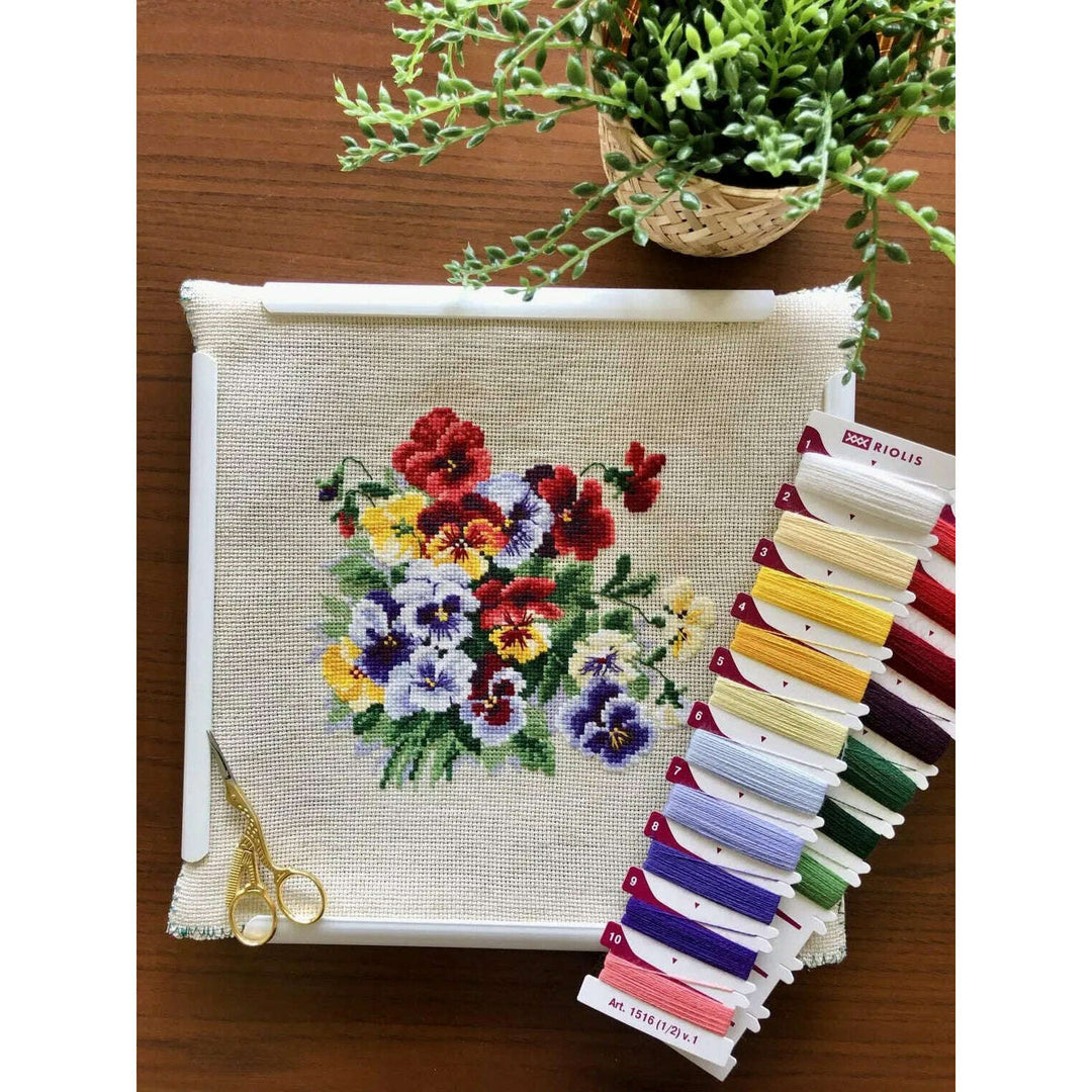 Pansy Medley  R1516 Counted Cross Stitch Kit