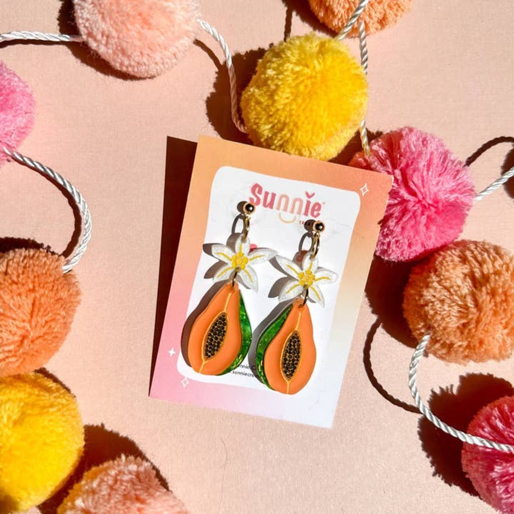 Papaya Dangle Acrylic Earrings