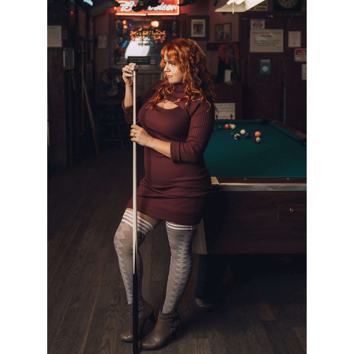 Par 4 - Grey Argyle Thigh Highs. Petite to Plus Size
