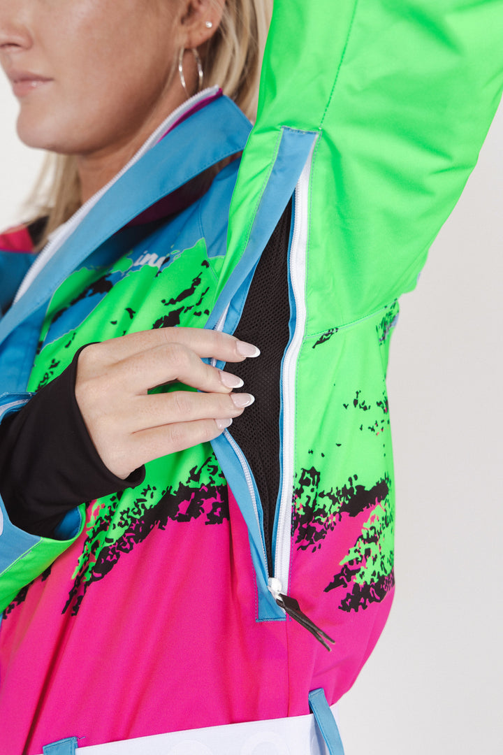 The Park Rat | Neon Spray Design Retro Women's One Piece Ski Suit