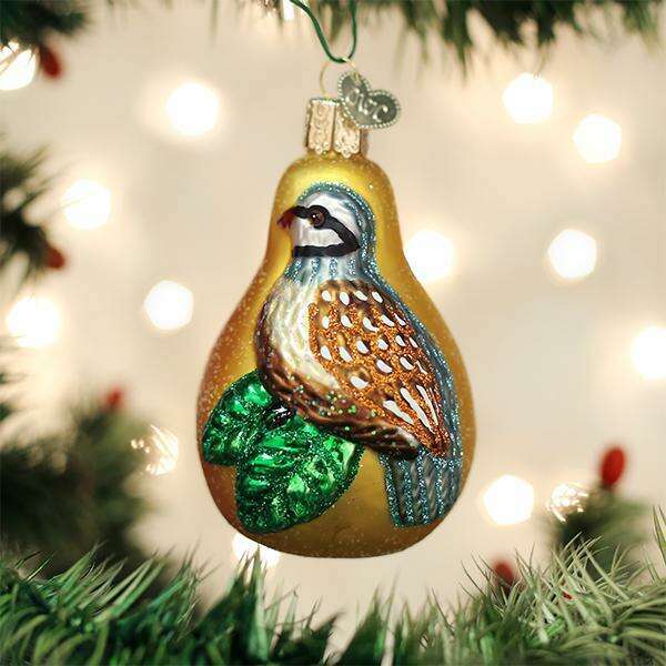 Old World Christmas Partridge in a Pear Tree Blown Glass Ornament