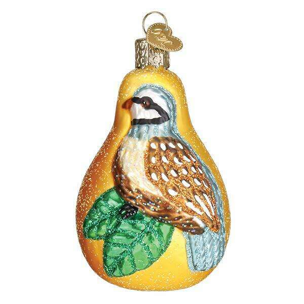 Old World Christmas Partridge in a Pear Tree Blown Glass Ornament