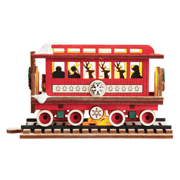Old World Christmas Passenger Car Elves Light-Up Ornament