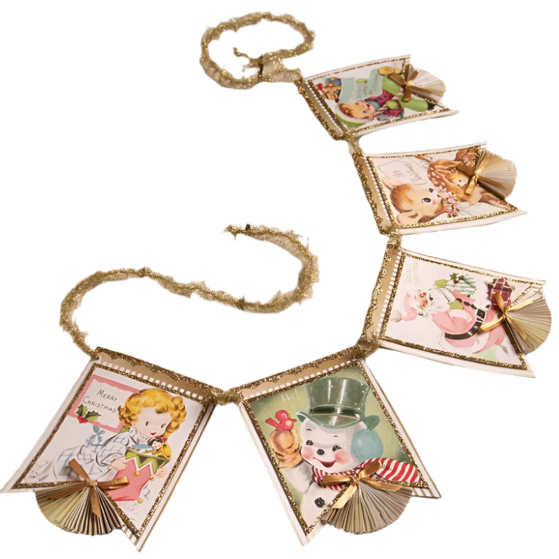 Decorative banner with vintage-style illustrations on a white background