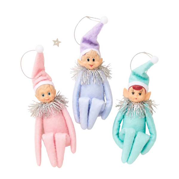 Pastel MCM KneeHugger Elf Ornaments Set of 3