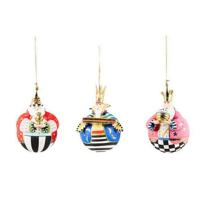 Patience Brewster Nativity Jolly Wisemen Ball Ornaments, Set of 3