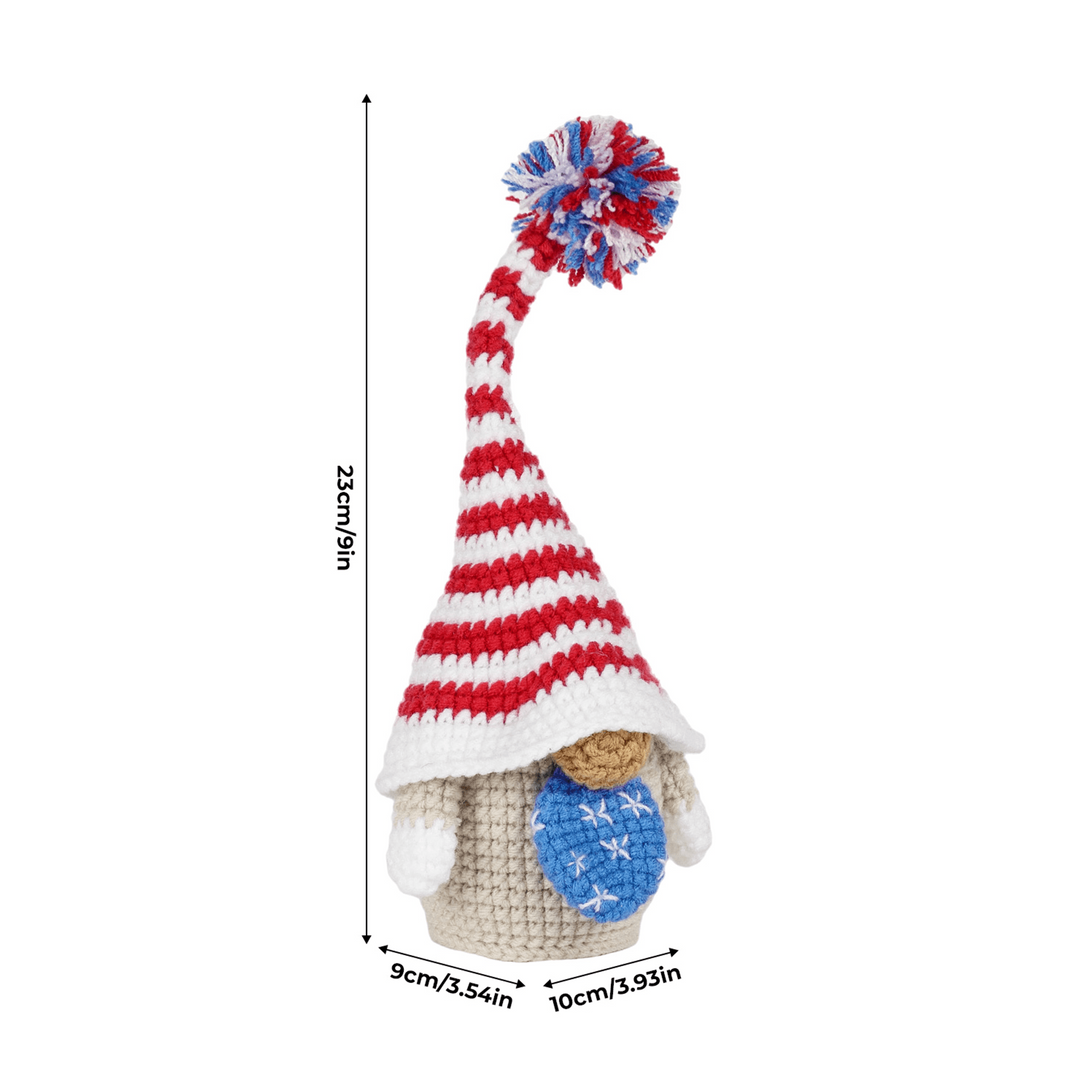 Patriotic Gnome Amigurumi DIY Crochet Kit Wizardi F07N8-M195