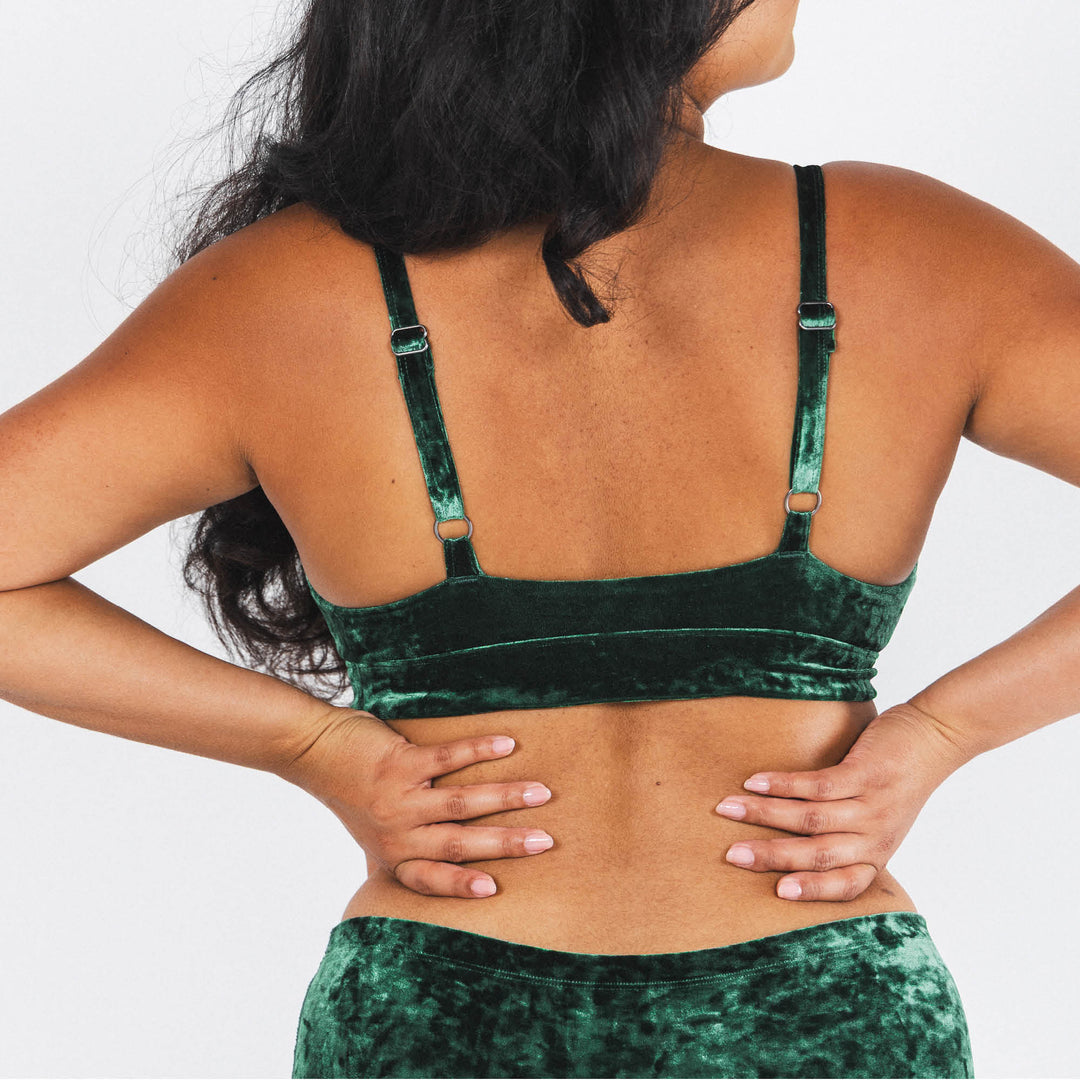 The Extravagance | Dark Green Velvet Busty Bralette