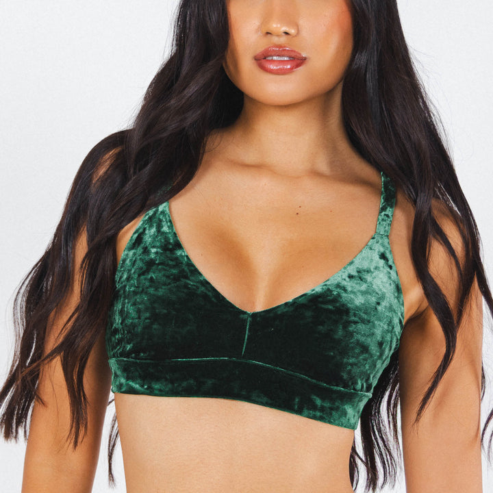 The Extravagance | Dark Green Velvet Busty Bralette