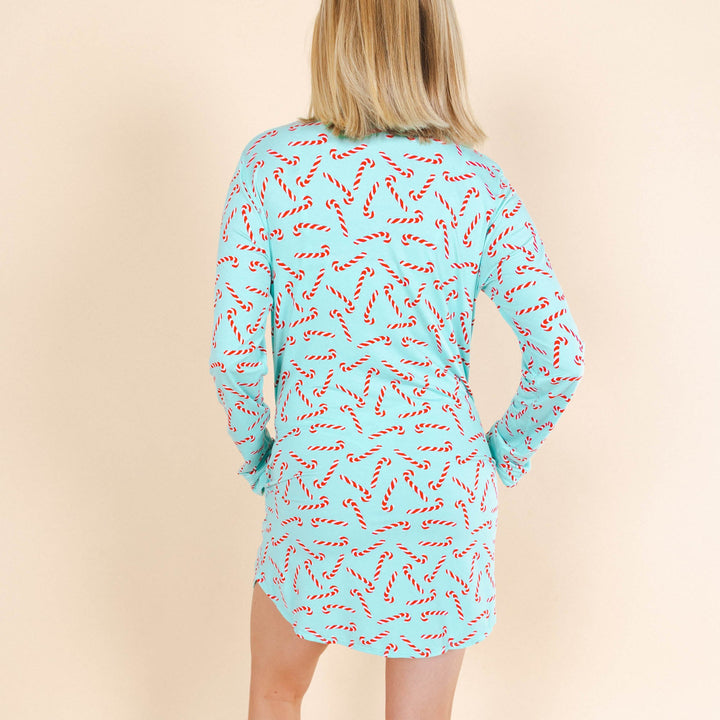The Peppermint Pimp Canes | Candy Cane SleepDeep™ Long Sleeve Pajama Dress