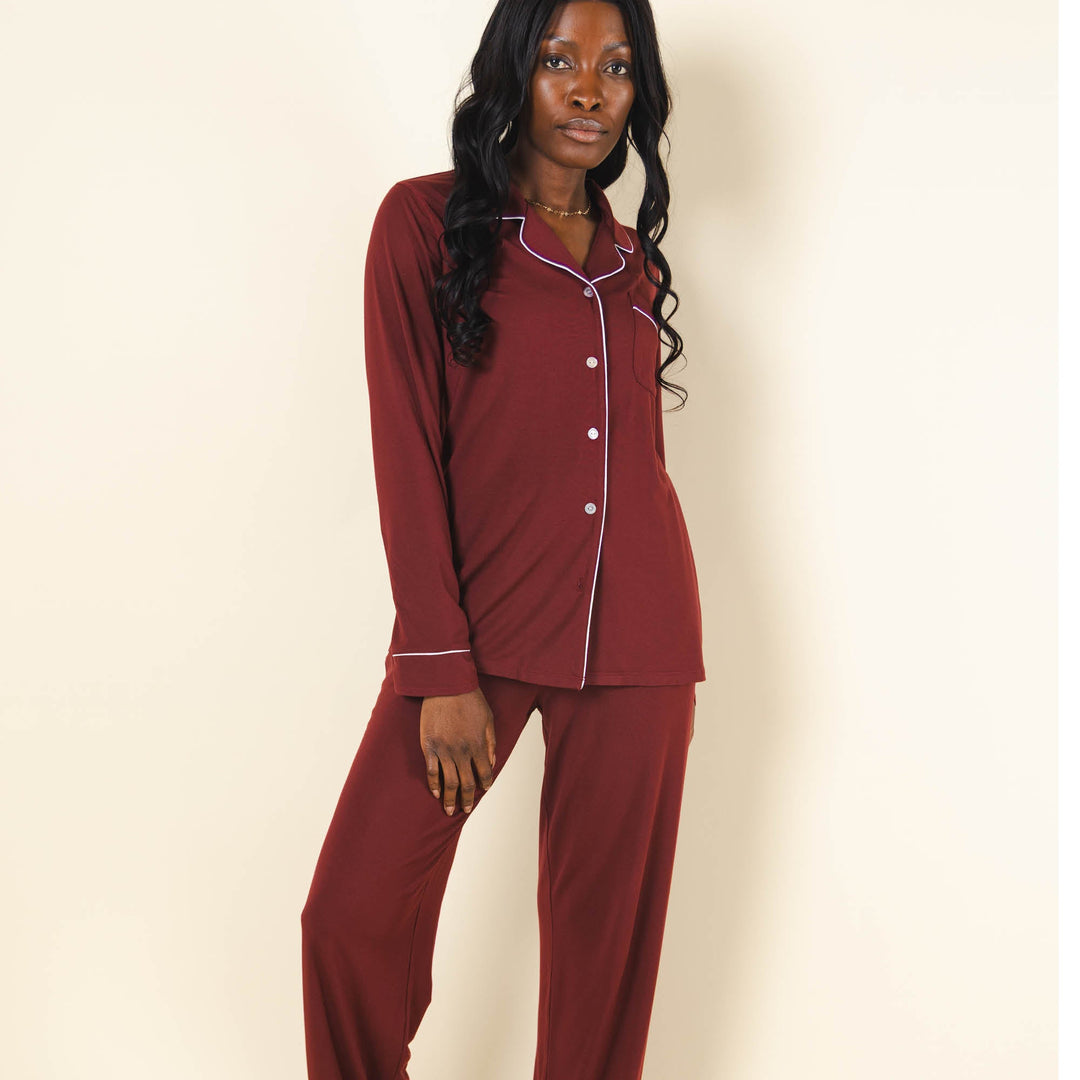 The Sommelier | Burgundy SleepDeep™ Women’s Long Sleeve Pajama Set