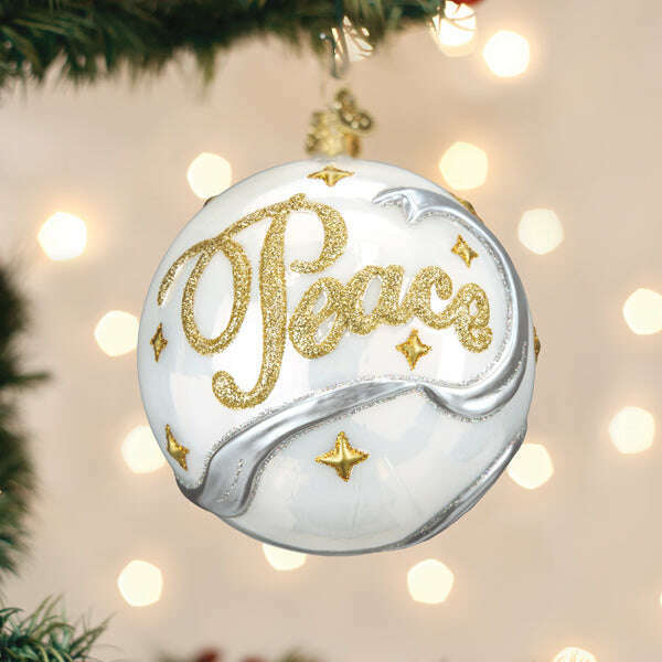 Old World Christmas Peace and Joy Round Blown Glass Ornament