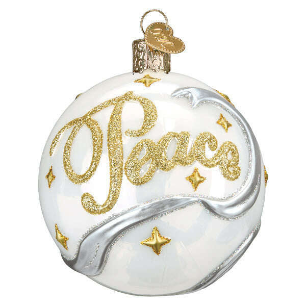 Old World Christmas Peace and Joy Round Blown Glass Ornament