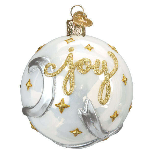 Old World Christmas Peace and Joy Round Blown Glass Ornament