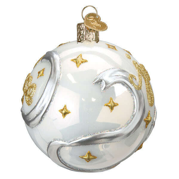 Old World Christmas Peace and Joy Round Blown Glass Ornament