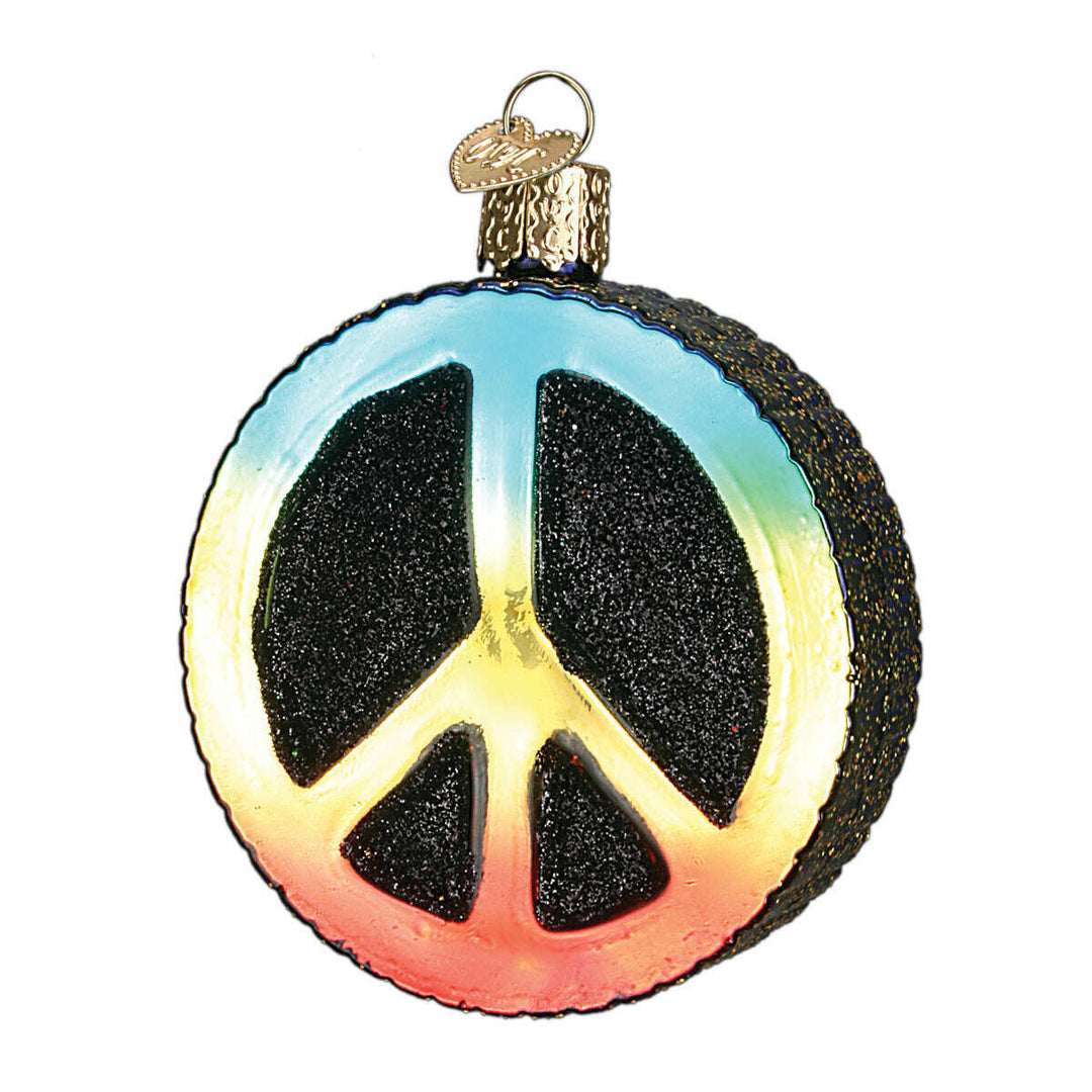 Old World Christmas Peace Sign Blown Glass Ornament