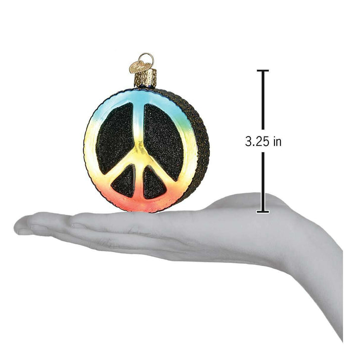 Old World Christmas Peace Sign Blown Glass Ornament