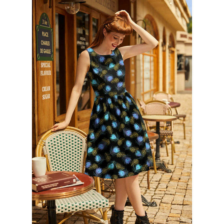 Peacock Feathers Vintage Dress