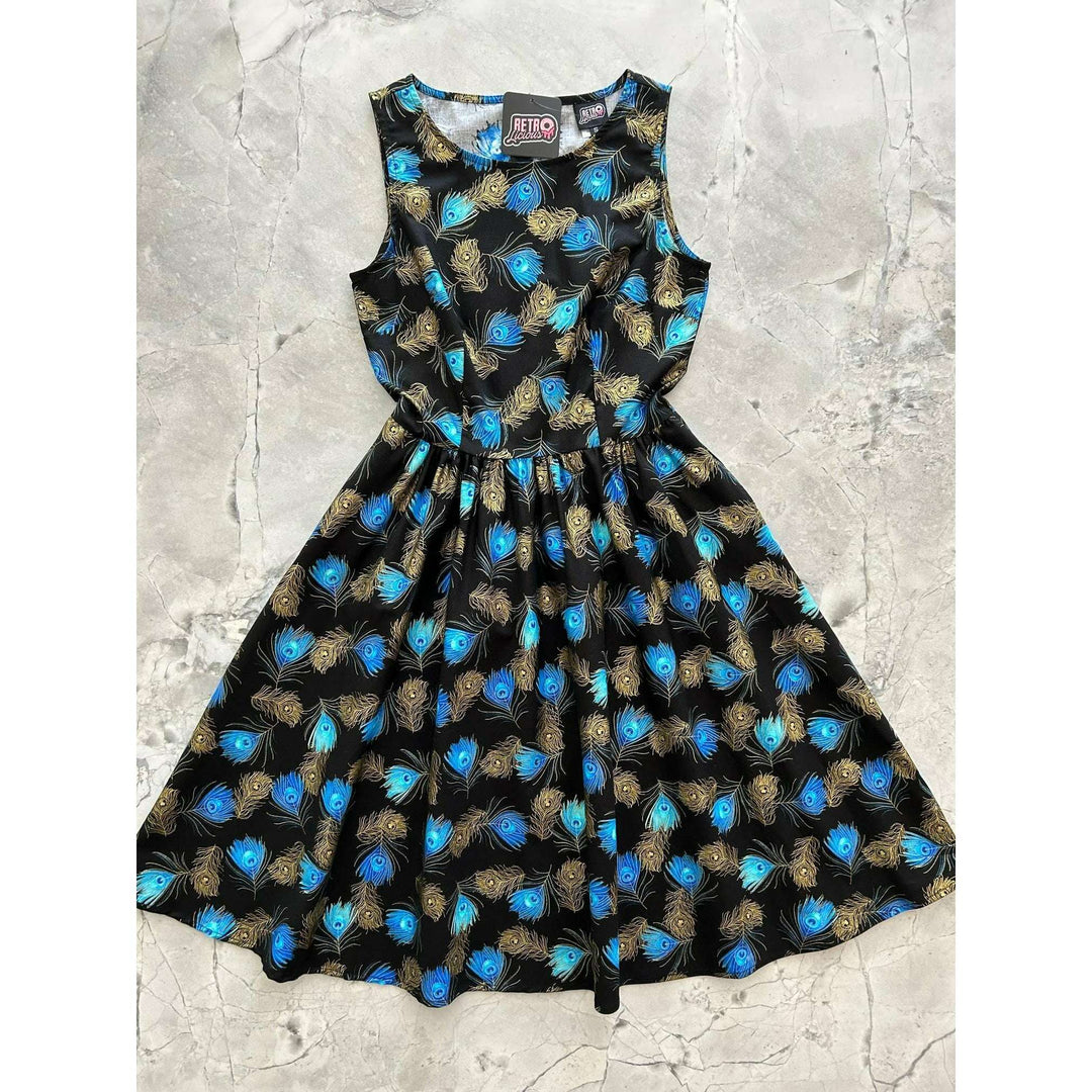 Peacock Feathers Vintage Dress