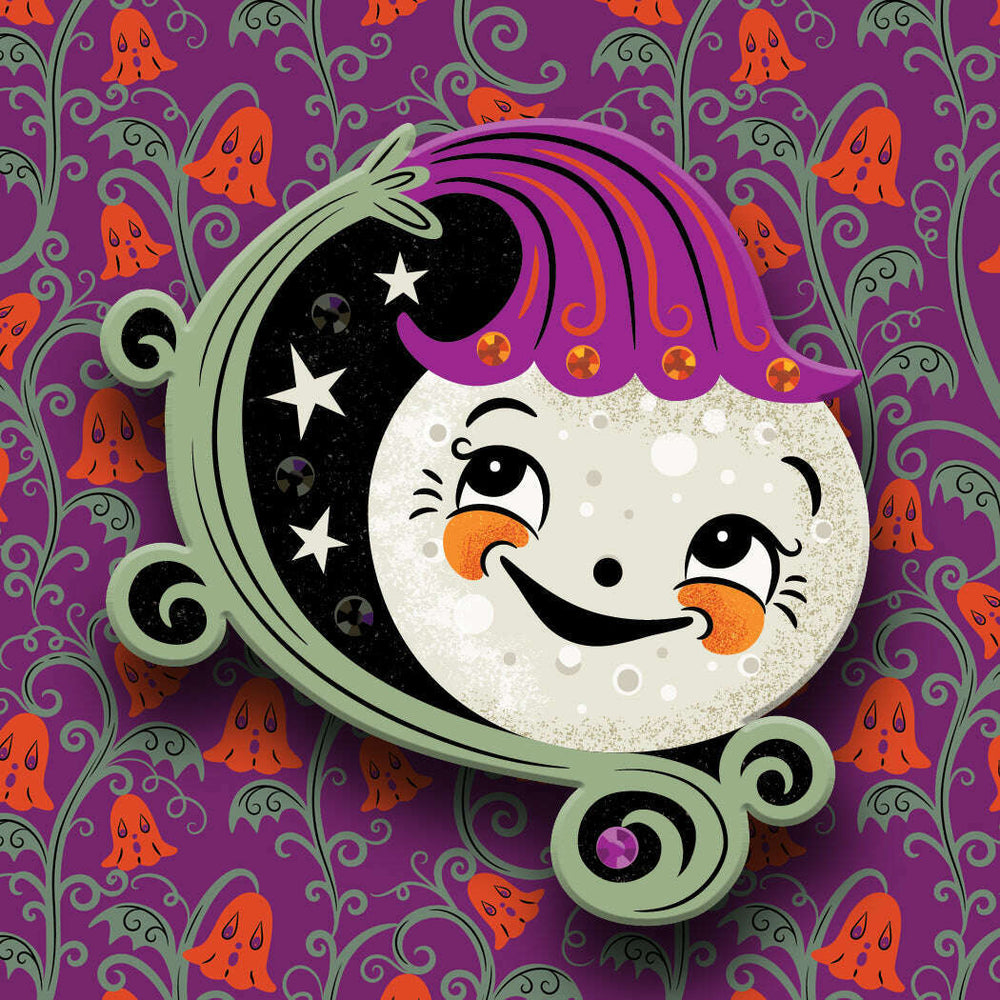 Peeking Petalluna Brooch by Johanna Parker x Lipstick & Chrome -TWILIGHT – view 2