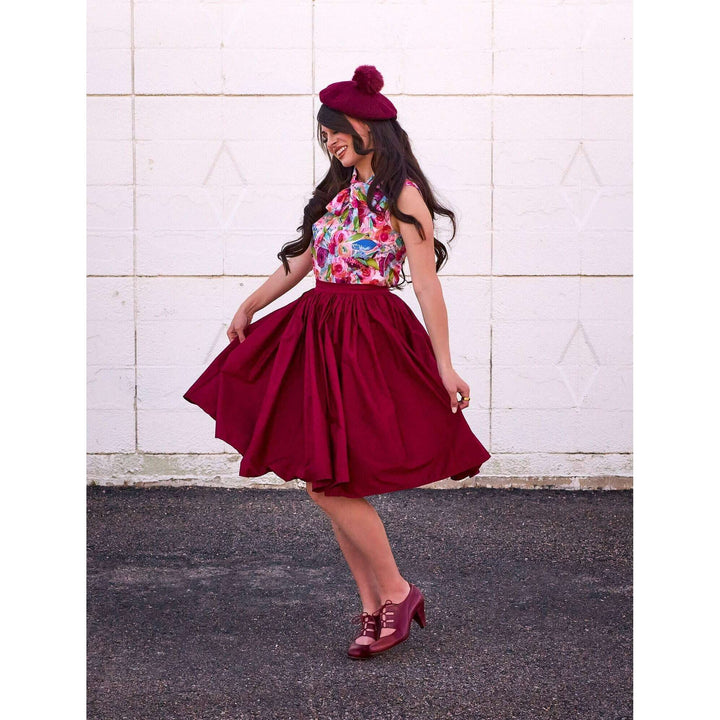 Peggy Swing Skirt in Burgundy