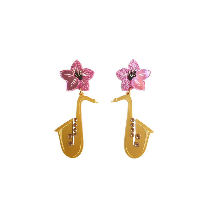 Saxophone with flower earrings by Laliblue 7