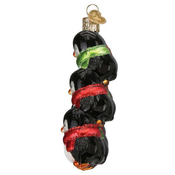 Old World Christmas Penguin Family of 9 Blown Glass Ornament