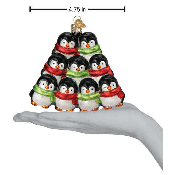 Old World Christmas Penguin Family of 9 Blown Glass Ornament